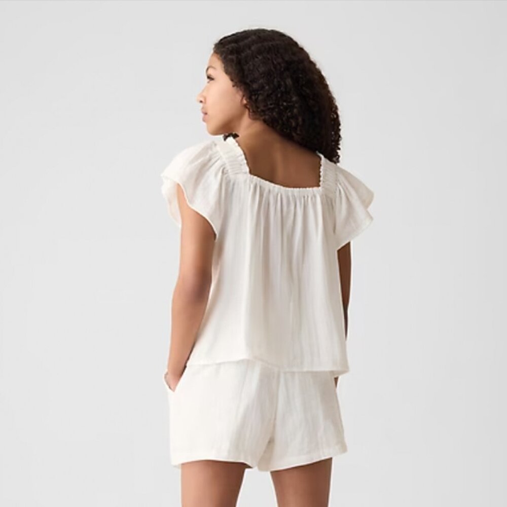 Like New GAP Girls Crinkle Gauze Outfit Set - White - Size L